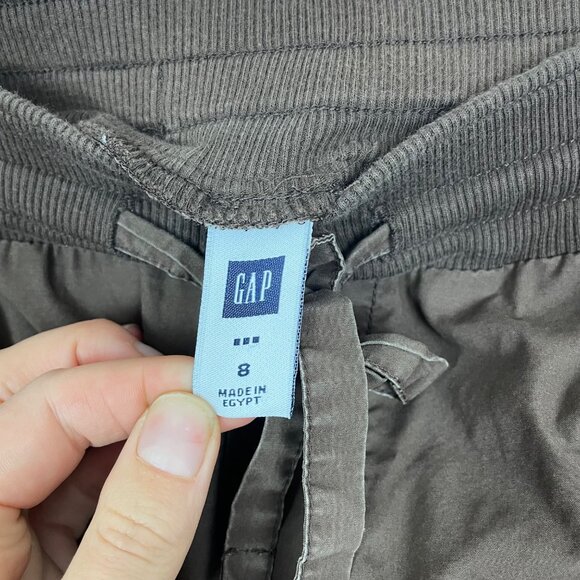 VTG Y2K Gap Women's 8 Brown Cotton Cargo Capri Pants Gathered Ankle - Picture 6 of 11